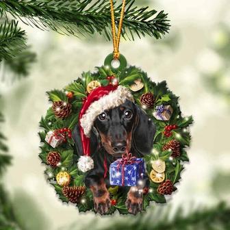 Black and Tan Dachshund and Christmas gift for her gift for him gift for Black and Tan Dachshund lover ornament - Thegiftio UK