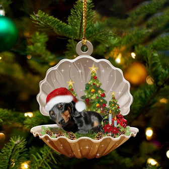 Black And Tan Dachshund-Sleeping Pearl in Christmas Two Sided Ornament - Thegiftio UK