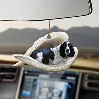 Black and white English springer sleeping angel dog mom ornament  - Thegiftio UK