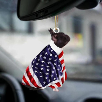 Black And White French Bulldog American Patriot Flag Two Sided Ornament - Thegiftio