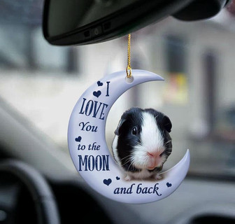 Black white guinea pig moon back two sided ornament  - Thegiftio UK