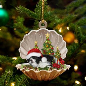 Black And White Shih Tzu-Sleeping Pearl in Christmas Two Sided Ornament - Thegiftio UK