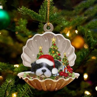 Black White Shih Tzu3-Sleeping Pearl in Christmas Two Sided Ornament - Thegiftio UK