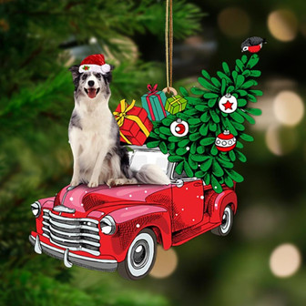 Blue Merle Collie-Pine Truck Hanging Ornament - Thegiftio UK