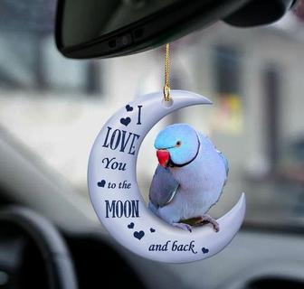 Blue Ringneck moon back gift for bird lover two sided ornament - Thegiftio UK