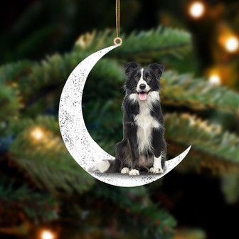 Border Collie 2-Sit On The Moon-Two Sided Ornament - Thegiftio UK