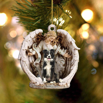 Border Collie (3)-Angel Hug Winter Love Two Sided Ornament - Thegiftio