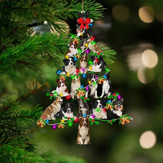 Border Collie-Christmas Tree Lights-Two Sided Ornament - Thegiftio