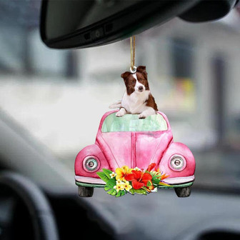 Border Collie-Pink Hippie Car-Two Sided Ornament - Thegiftio UK