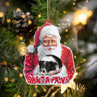 Border Collie-Santa Paws-Two Sided Ornament - Thegiftio UK