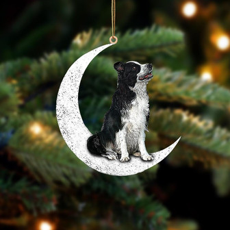 Border Collie-Sit On The Moon-Two Sided Ornament - Thegiftio UK