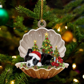 Border Collie-Sleeping Pearl in Christmas Two Sided Ornament - Thegiftio UK