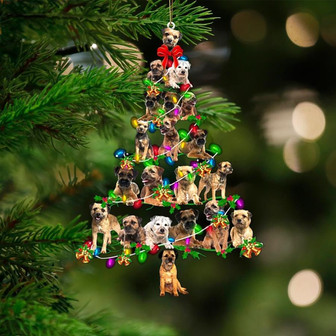 Border Terrier-Christmas Tree Lights-Two Sided Ornament - Thegiftio UK