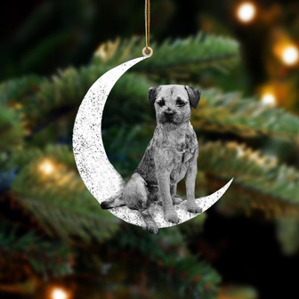 Border Terrier-Sit On The Moon-Two Sided Ornament - Thegiftio UK