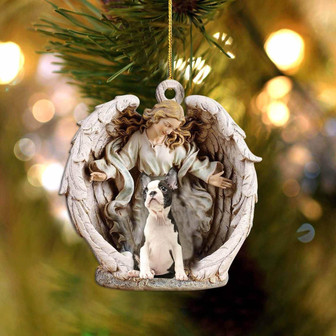 boston-Angel Hug Winter Love Two Sided Ornament - Thegiftio