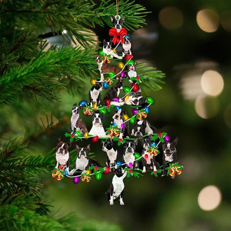 Boston Terrier-Christmas Tree Lights-Two Sided Ornament - Thegiftio UK