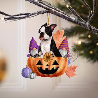 Boston Terrier-Gnomes Pumpkins Hanging Ornament - Thegiftio UK