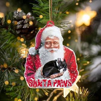 Boston Terrier-Santa Paws-Two Sided Ornament - Thegiftio UK