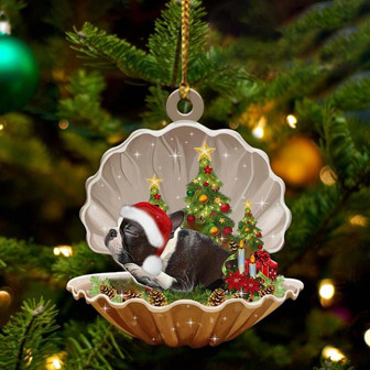 Boston Terrier-Sleeping Pearl in Christmas Two Sided Ornament - Thegiftio UK