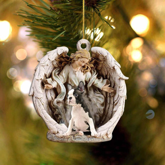 boston2-Angel Hug Winter Love Two Sided Ornament - Thegiftio