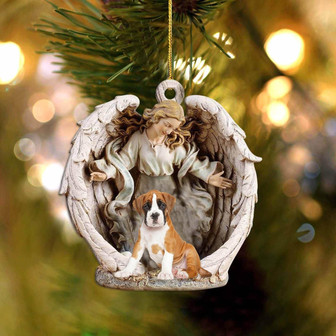 boxer (6)-Angel Hug Winter Love Two Sided Ornament - Thegiftio