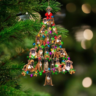 Boxer-Christmas Tree Lights-Two Sided Ornament - Thegiftio UK