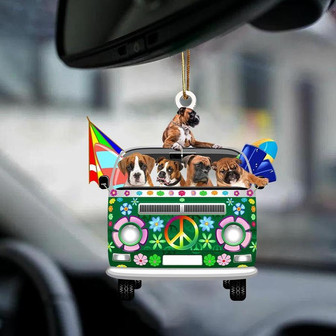 Boxer-Green Hippie Van-Two Sided Ornament - Thegiftio UK