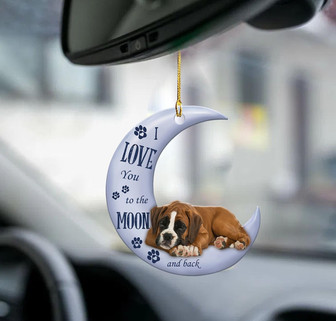 Boxer moon back boxer lover dog moms two sided ornament - Thegiftio UK