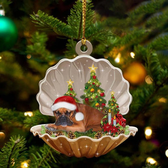Boxer-Sleeping Pearl in Christmas Two Sided Ornament - Thegiftio UK