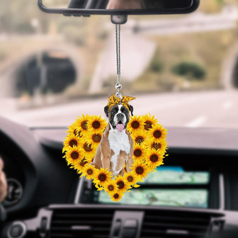 Boxer-Sunflower Heart gift Car Ornament - Thegiftio