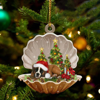 Boxer3-Sleeping Pearl in Christmas Two Sided Ornament - Thegiftio UK