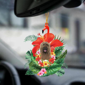Briard-Dog And Flamingo-Two Sided Ornament - Thegiftio UK