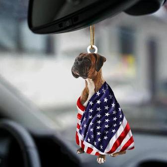 Brindle Boxer American Patriot Flag Two Sided Ornament - Thegiftio UK