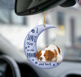 Brittany Spaniel moon back Brittany Spaniel lover dog mom two sided ornament - Thegiftio UK
