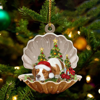 Brittany Spaniel3-Sleeping Pearl in Christmas Two Sided Ornament - Thegiftio UK