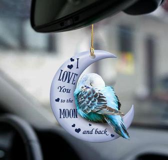 Budgie moon back gift for bird lover two sided ornament - Thegiftio UK