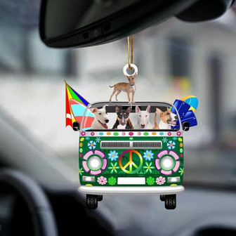 Bull Terrier-Green Hippie Van-Two Sided Ornament - Thegiftio UK