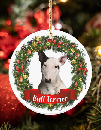 Bull Terrier-Noel Circle-Two Sided Ornament - Thegiftio UK