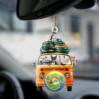 Bull Terrier-Orange Hippie Van-Two Sided Ornament - Thegiftio UK