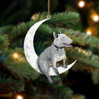 Bull Terrier-Sit On The Moon-Two Sided Ornament - Thegiftio UK