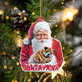Bulldog-Santa Paws-Two Sided Ornament - Thegiftio UK