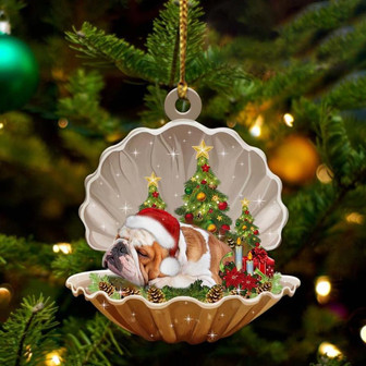 Bulldog-Sleeping Pearl in Christmas Two Sided Ornament - Thegiftio UK