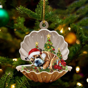 Bulldog3-Sleeping Pearl in Christmas Two Sided Ornament - Thegiftio UK