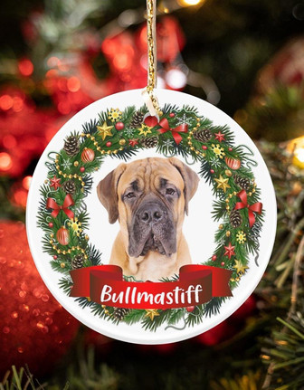 Bullmastiff-Noel Circle-Two Sided Ornament - Thegiftio UK