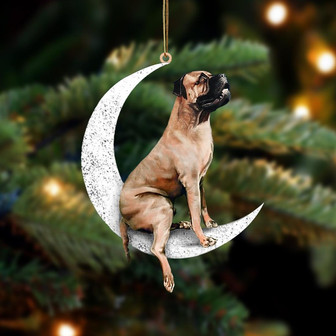 Bullmastiff-Sit On The Moon-Two Sided Ornament - Thegiftio UK