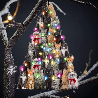 Cat lovely tree gift for cat lover gift for cat mom ornament - Thegiftio