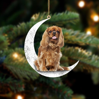 Cavalier King Charles Spaniel 2-Sit On The Moon-Two Sided Ornament - Thegiftio UK