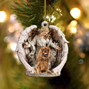 cavalier king charles spaniel (3)-Angel Hug Winter Love Two Sided Ornament - Thegiftio