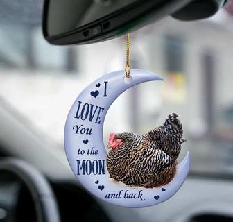 Chicken moon back chicken lover two sided ornament - Thegiftio UK