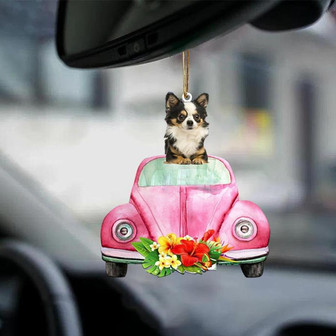 Chihuahua 2-Pink Hippie Car-Two Sided Ornament - Thegiftio UK